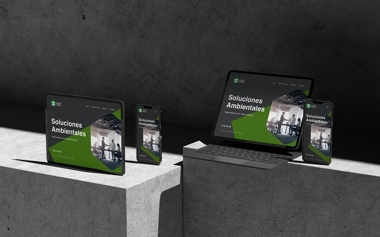 Página web responsive de 3S Soluciones en tablet, móvil y portátil